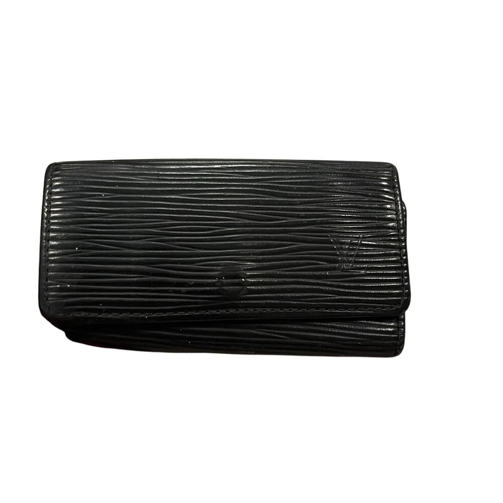 Louis Vuitton LV 4 Key Holder Black Epi Leather Authentic COA